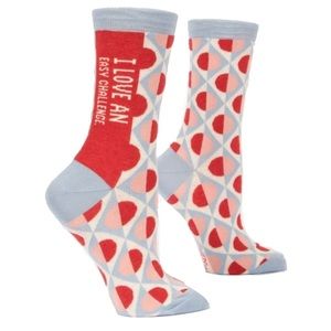 Love An Easy Challenge Women's Crew Sock by Blue Q, Brand New with Tags!